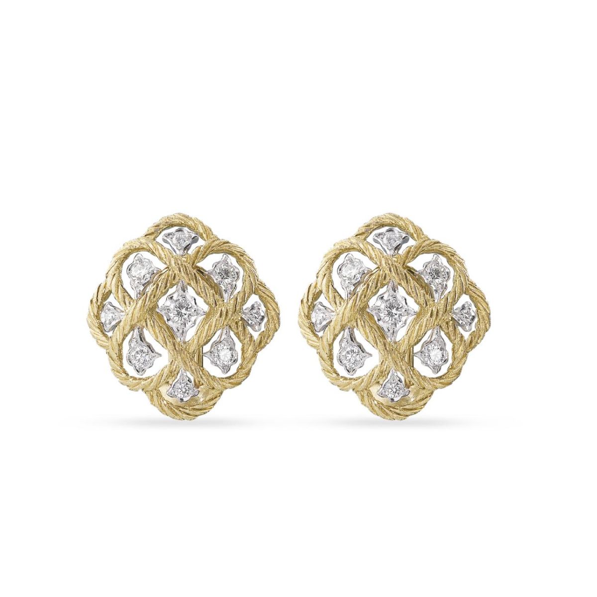 ÉTOILÉE YELLOW AND WHITE GOLD SET EARRINGS WITH DIAMONDS