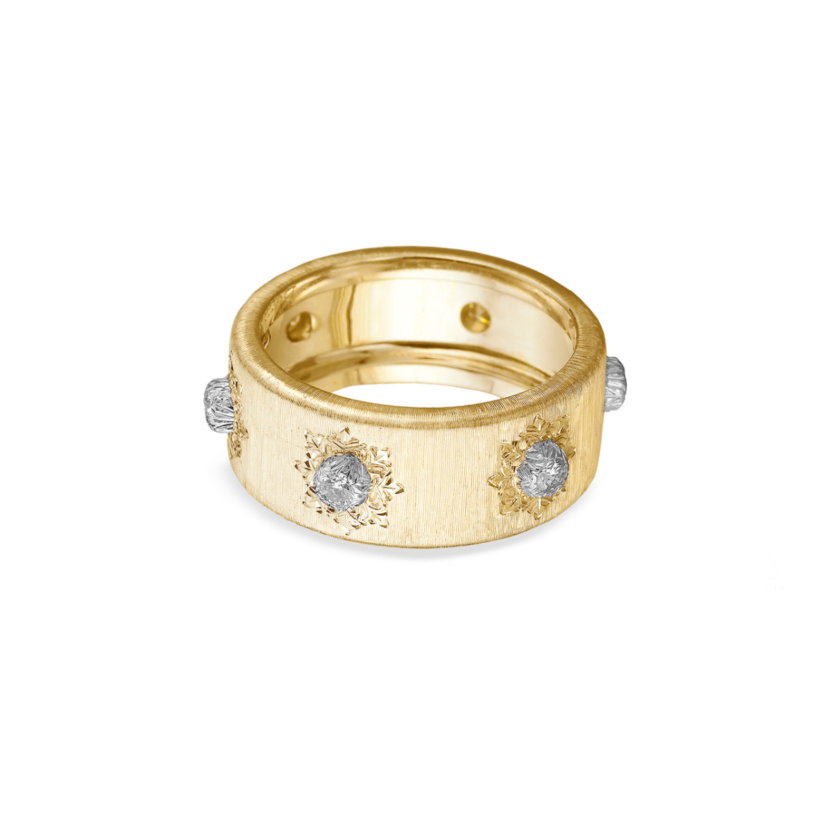 MACRI CLASSICA YELLOW AND WHITE GOLD ETERNELLE BAND RING WITH DIAMONDS